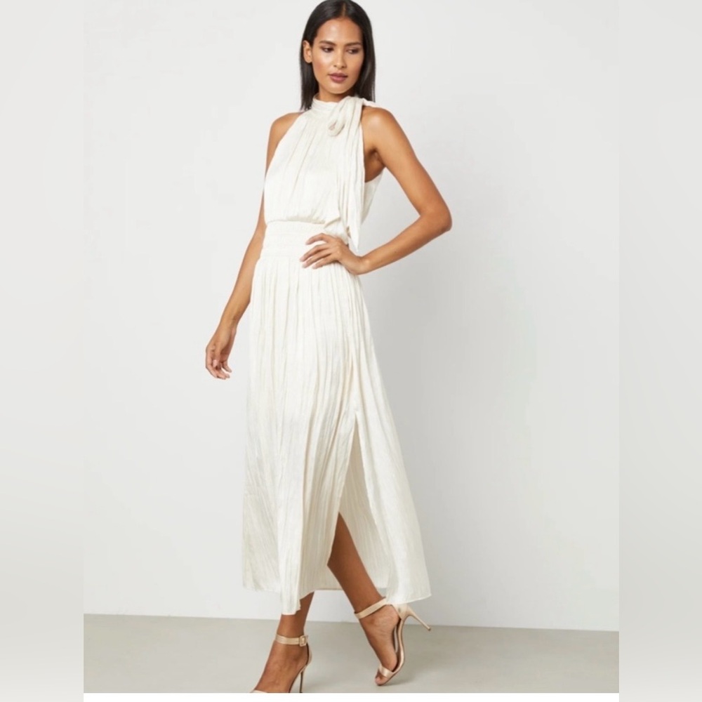 💥SOLD💥BCBGMaxAzria Cream Halter Midi Dress small